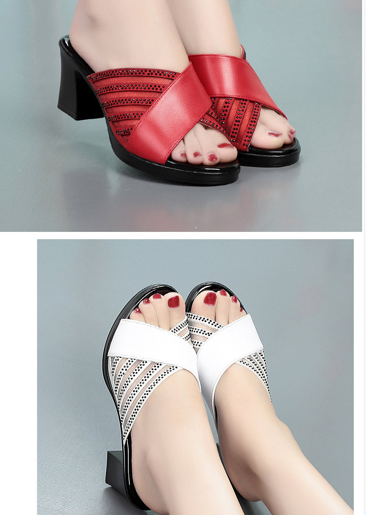 Sandal cao gót nữ đính đá quai ngang mũi hở, gót vuông 9 cm — màu đen chi tiết 12