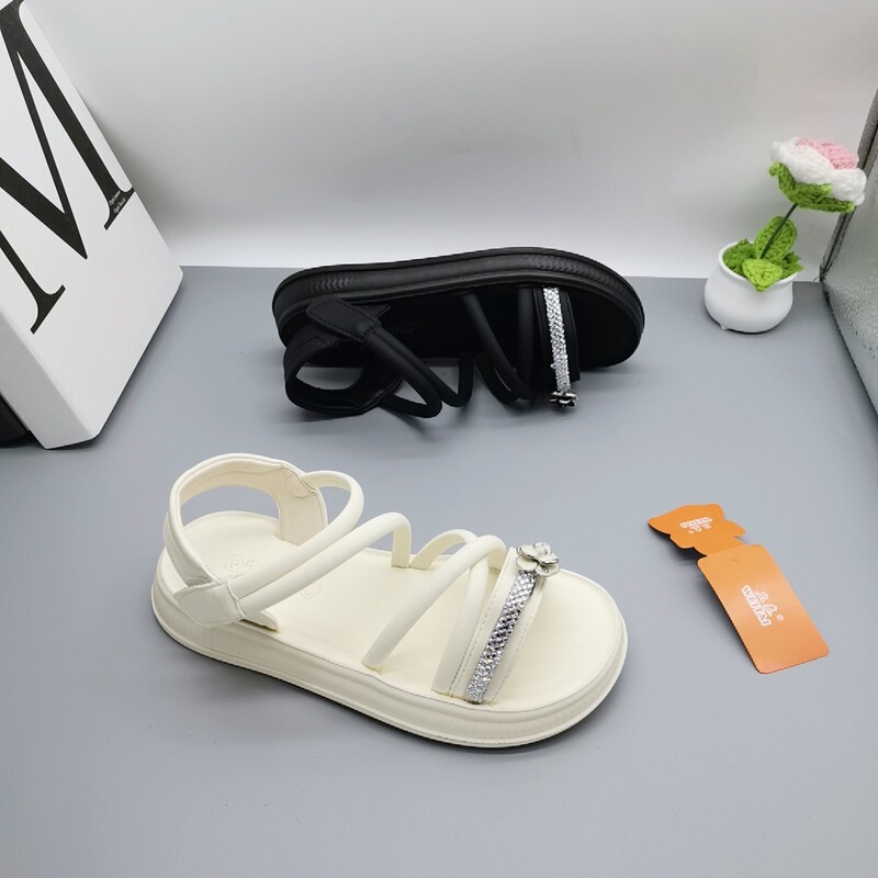 35-40 Size Summer Popular Sandals, Retro Style for Girls Aged 9-15, Casual Shoes, Non-Slip Rubber Princess Shoes, Beach Shoes
