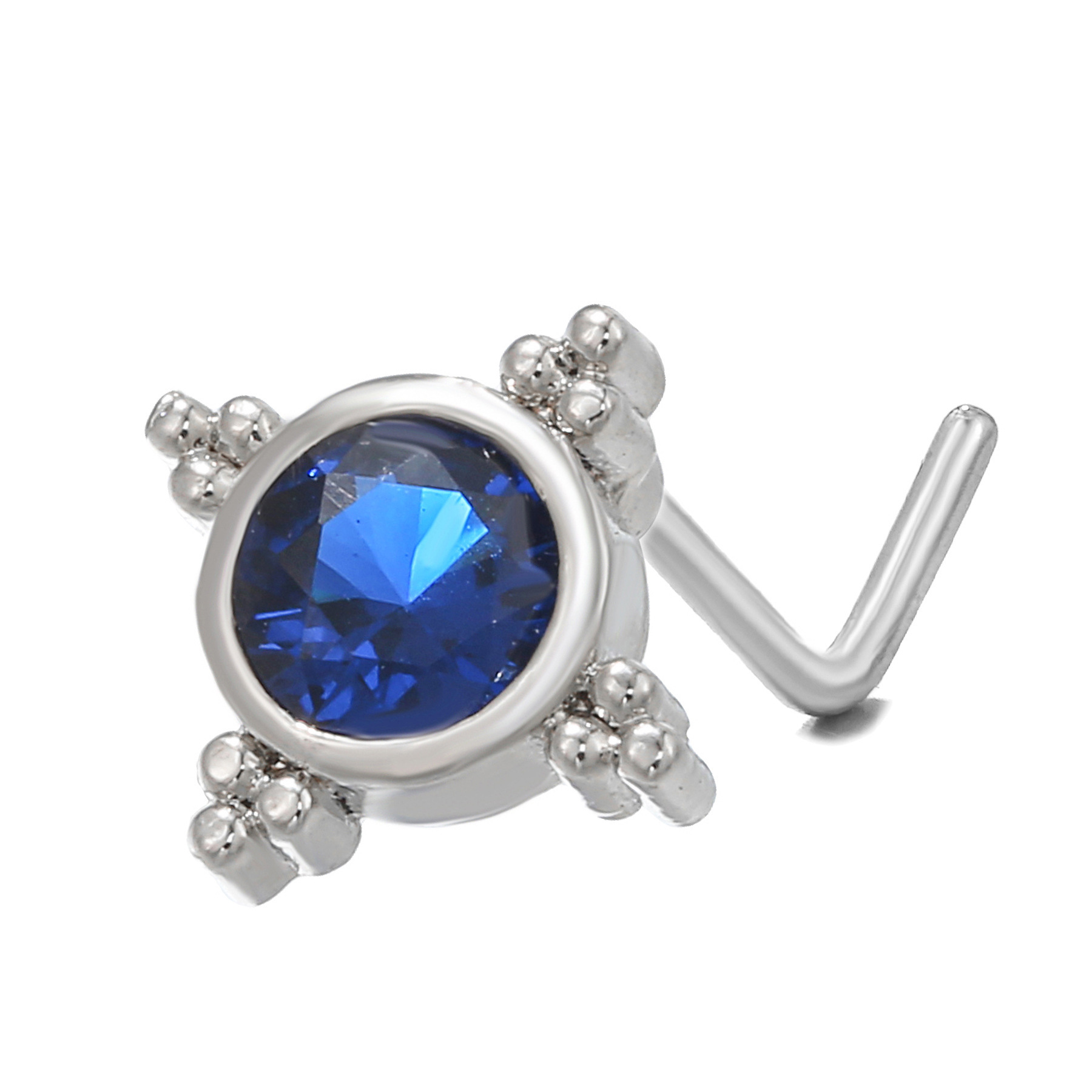 Geometric Zircon Nose Stud In Copper Colour Micro Inlaid Design_voghion.com