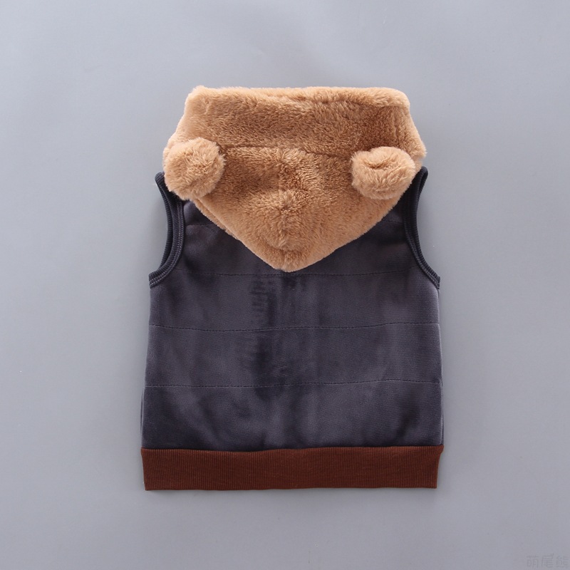 2023 ropa para niños ropa de otoño e invierno suéter de manga larga con forro polar para niños chaleco con capucha cálido para Niñas Ropa acolchada de algodón conjunto de tres piezas al por mayor