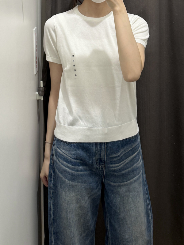 Japanese-Style Women's Cotton Modal Blend Round-Neck Knit Short-Sleeve Sweater 26 Spring/Summer New Model Al483007