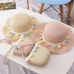 Children's summer sun protection princess beach hat, women and children's grass hat, sun hat, cooling hat, baby parent fashion hat