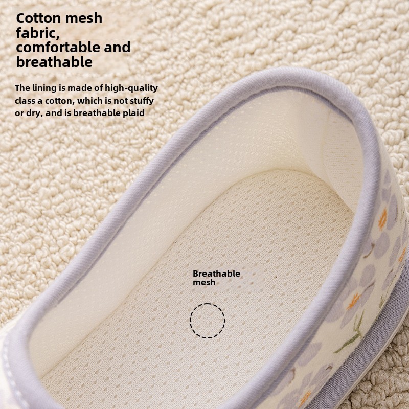 Yuezi Schoenen Tas Hak Postpartum Zomer Dunne Zwangere Vrouwen Schoenen Lente en Herfst Antislip Zachte Bodem Ademend Huishoudelijke Vloer Katoenen Pantoffels f_voghion.com