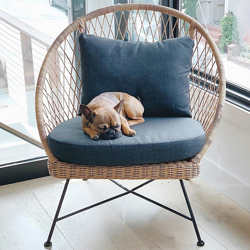 Muebles de exterior nórdicos, balcón, sofá de ratán individual, patio al aire libre, silla de ratán, mesa y silla impermeables, B & B