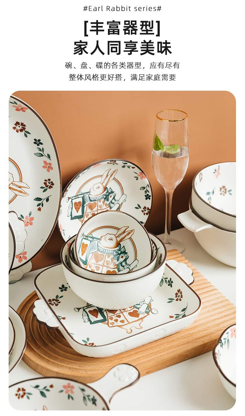 Zhibei details picture_4 [Earl Rabbit] Modern tableware Japanese dishware set household Nordic simple bowls and chopsticks
