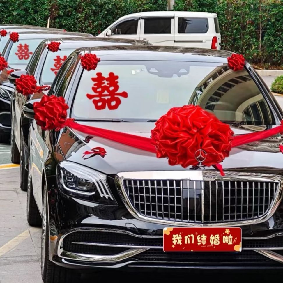 Decoración del automóvil de boda delantero del automóvil de cártamo nuevo automóvil de hortenida del automóvil principal del automóvil de hortenida casada del equipo de automóvil de hortenida