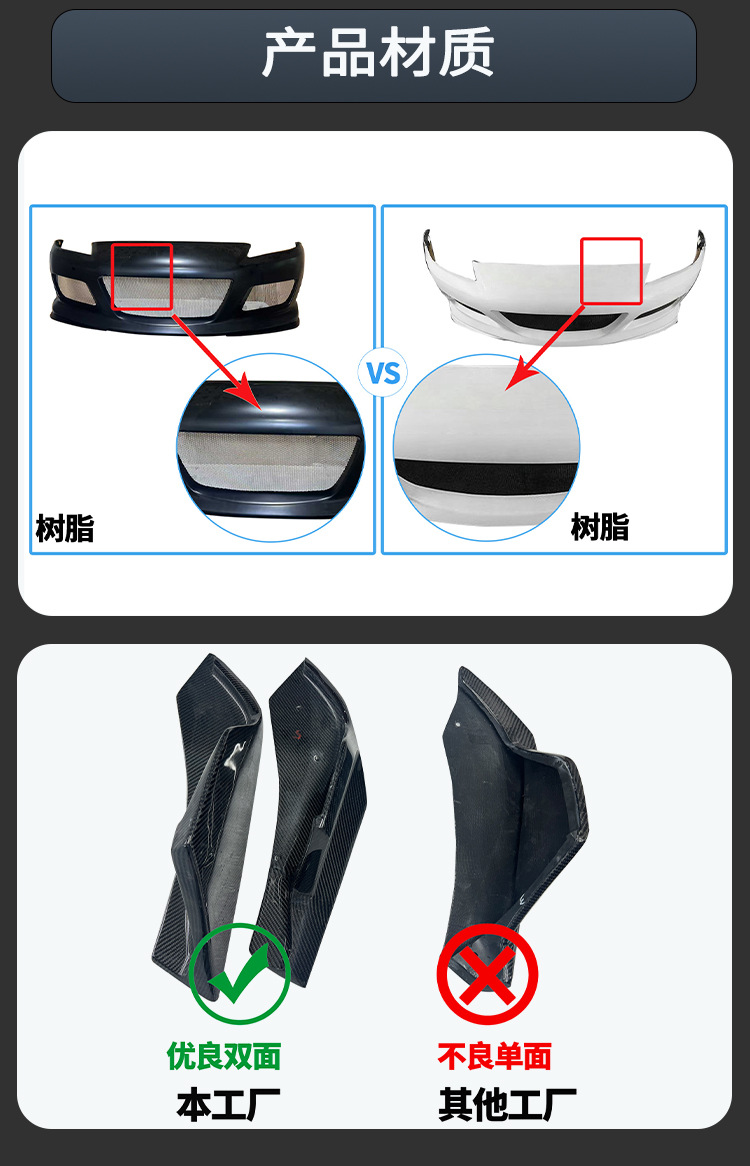 Suitable for 2003-08 Mazda Rx8 Fiberglass Resin Carbon Fiber Front Lip Front Bumper Front Spoiler Bumper