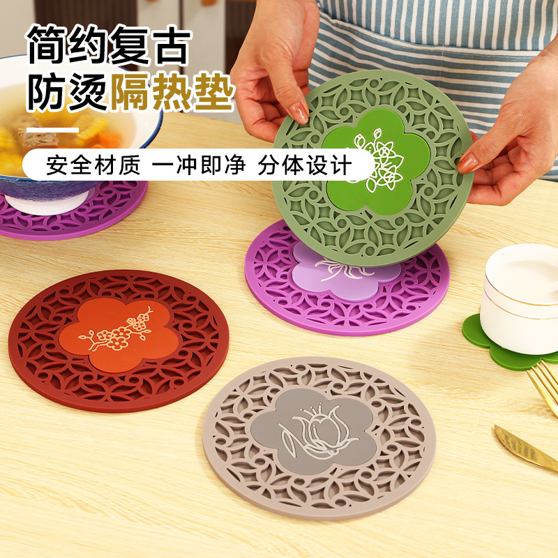 2025 새로운 식탁 단열 매트 중국 스타일 빨간색 플레이스 매트 단열 매트 식탁 매트 화상 방지 매트 고온 방지 그릇 매트 코스터