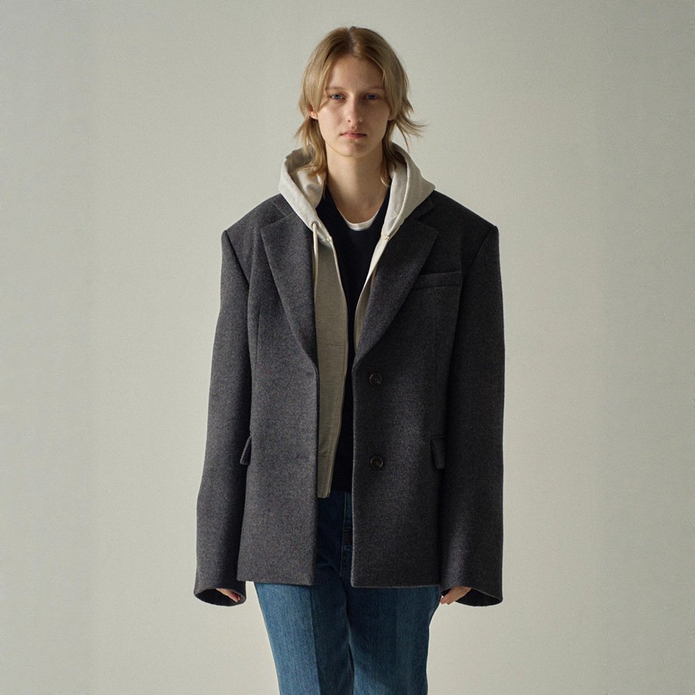 Ready Stock Facade Pattern Woolen Blazer for Women Early Autumn Korean Style Design Notched Lapel Wool Coat