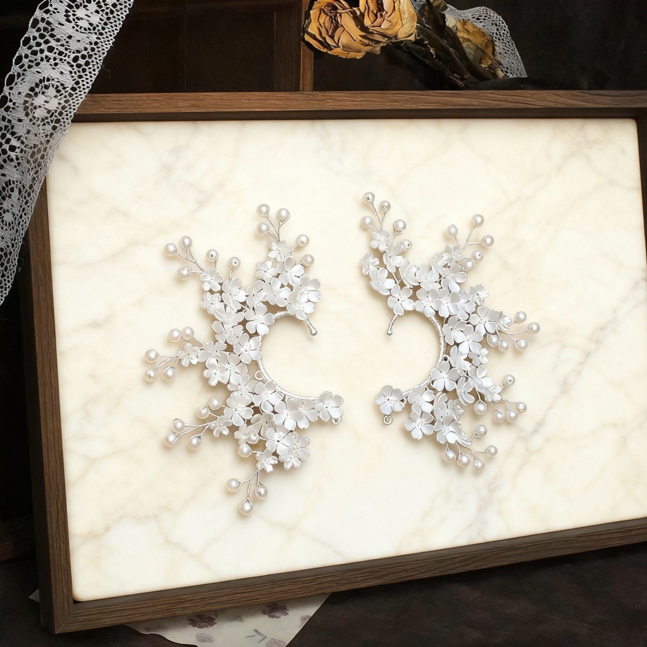 Celebrity Elegant Lady Pearl Flower Pierced Ear Hanging Super Fairy Princess Style Trendyy Elegant High-End Earrings New Style