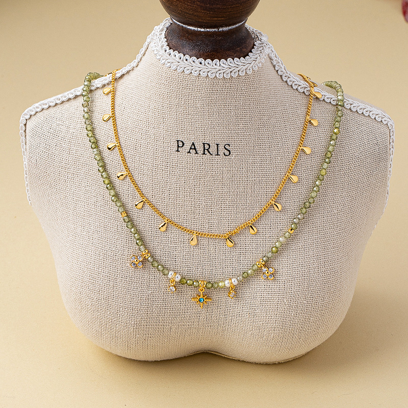 Collar minimalista a capas con cadenas delicadas para mujer_voghion.com