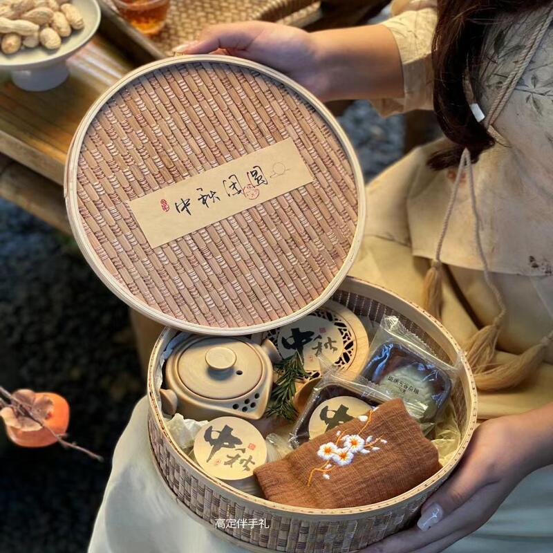 高端实用中秋月饼盒茶叶伴手礼品盒中式糕点蛋黄酥礼盒包装木盒|undefined