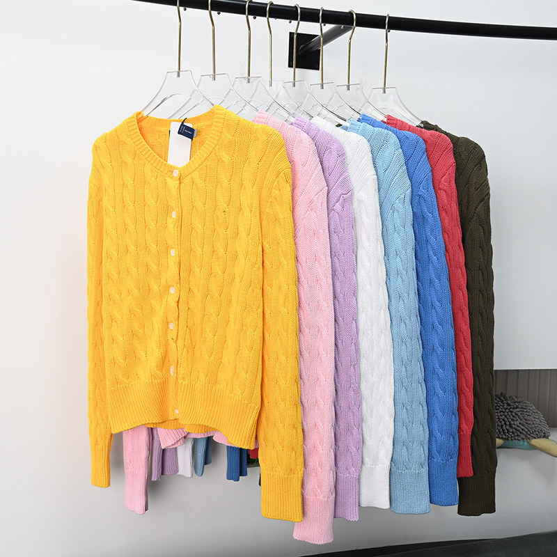 Siki Women's Clothing 269/07: American-style single-needle embroidered, chunky cotton yarn, cable-knit, round-neck, button-down casual knit cardigan Siki Women's Clothing 269/07: American-style single-needle embroidered, chunky cotton yarn, cable-knit, round-neck, button-down casual knit cardigan