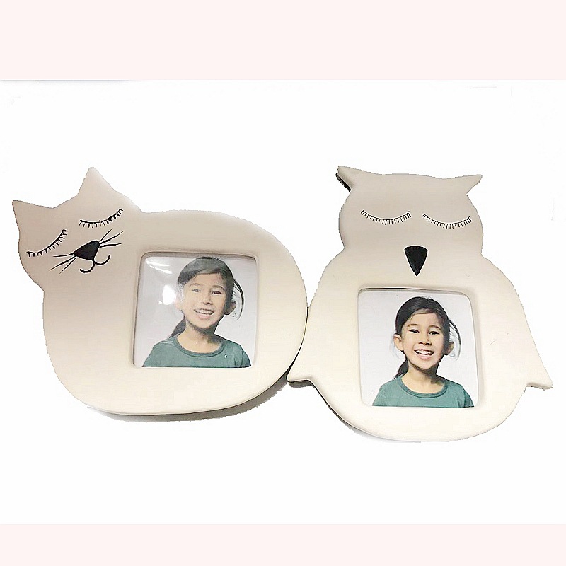 Artesanías decoración simple erizo en blanco marco de fotos gatito de cerámica auto-pintado juguete infantil exquisito marco de fotos de mascotas de Europa y América