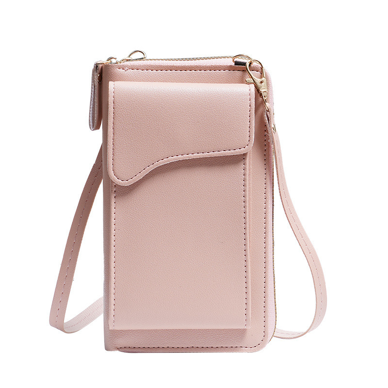 2023 simple nueva moda estilo coreano hombro mensajero bolsa de gran capacidad de las mujeres larga cartera color sólido teléfono bolsa