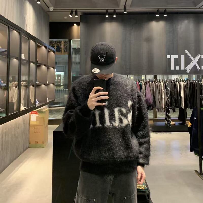 Saint of Michael Style Mohair Knitwear Cleanfit Round Neck Knitwear Long-Sleeved Men and Women Trendy Saint of Michael Style Mohair Knitwear Cleanfit Round Neck Knitwear Long-Sleeved Men and Women Trendy