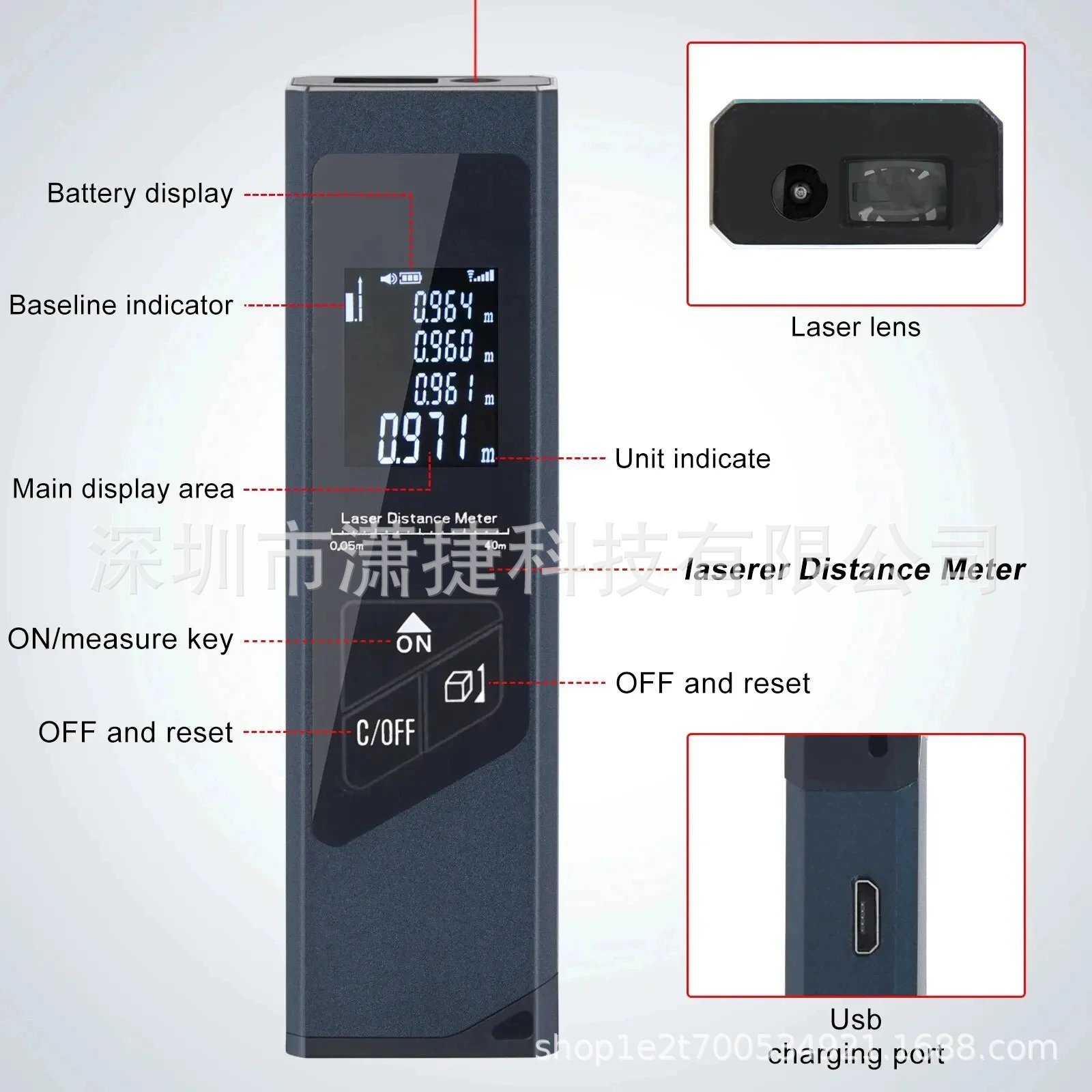 Цифровой лазерный дальномер-уровень, измерительный инструмент для декора, инфракрасная измерительная линейка M3, высокоточный дальномер для больших расстояний