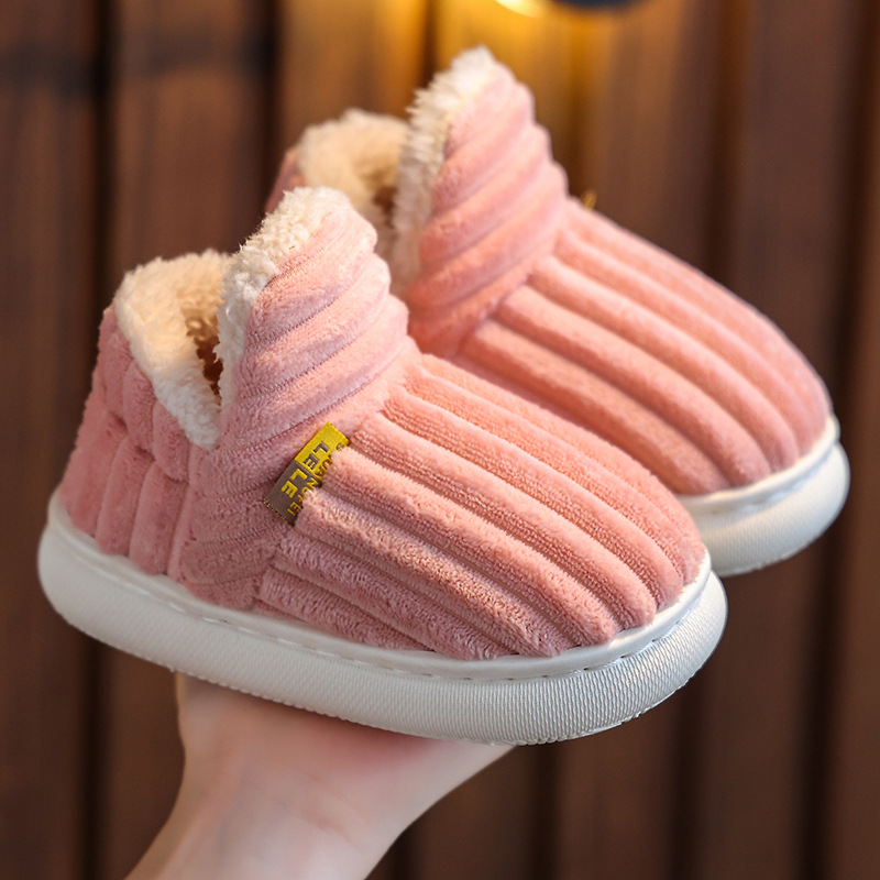 Zapatillas de algodón para bebés de invierno, niños y niñas, bebés de 1-3 años, 2 zapatillas de algodón para niños de fondo grueso antideslizante para interiores