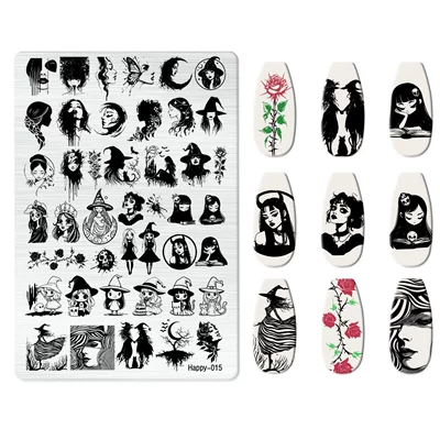 Nail Art Bow Cartoon Line Dırnaq bəzəkləri - happy-015-with-back-plate