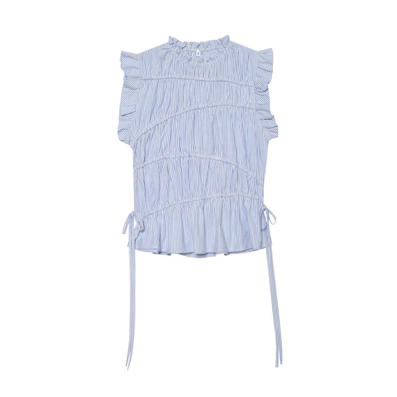 Pb&Za Cross-Border European and American Women's Fashion Versatile Elegant Elastic Striped Sleeveless Top 7732792