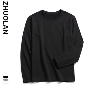 21 Autumn Large Size Round Neck Long Sleeve T-Shirt Men's Extra Large Size Odale Base Shirt Youth Loose Solid Color Clothes