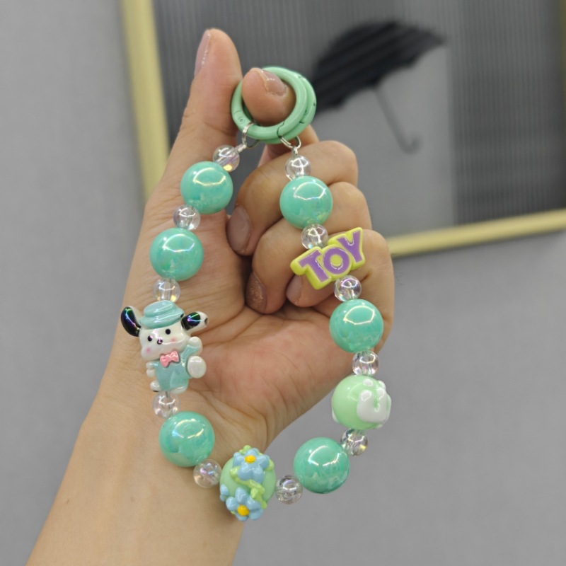 Nuevo alfabeto muñeca cuentas cadena de teléfono móvil transmisión en vivo el mismo tipo de cadena de colgante llavero de automóvil bolsos accesorios accesorios mayoristas