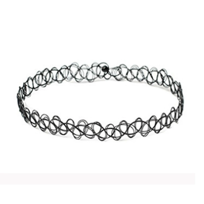 Комплект chokers ожерелья, готический европейский стиль, черное кружева, 6 штук регулируемых чокеров