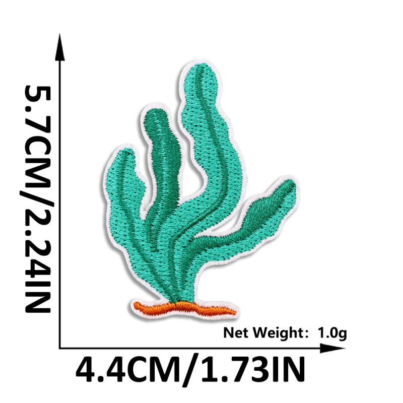 刺绣布贴海洋生物补丁贴海豚海草贝壳绣花章Patch服装帽子包装饰|undefined