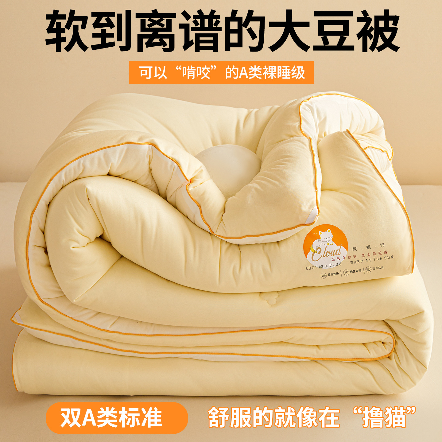 Class a Knitted Cotton Soy Fiber Spring & Fall Quilt Core Soft Meow Single and Double Dormitory Winter Thickeneded Winter Quilt