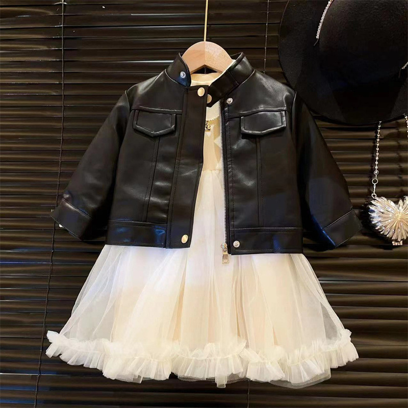 秋の女の子のファッショナブルなレザージャケット 2025 秋の新しい子供のレザージャケットベビー多用途ファッションレザージャケット|undefined