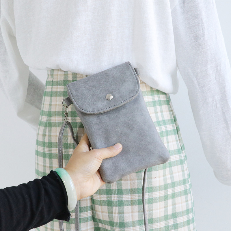 Frosted Small Bag 2023 New Vertical Japanese and Korean Mobile Phone Bag Women's Simple Halter Crossbody Bag Mini Coin Purse Bag