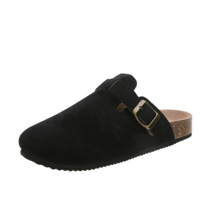 Más tamaño de comercio exterior cerrado dedo del pie medio zapatillas casual retro punta redonda slip-on cinturón hebilla plana Muller zapatillas al por mayor