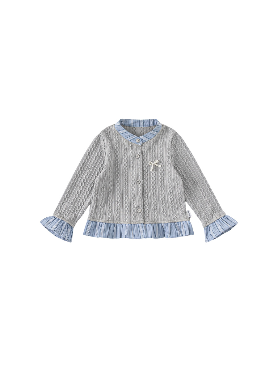 Youbao ropa para niños chaqueta de otoño para niños nuevo estilo estilo occidental ropa para niñas blusa de encaje a rayas con lazo para niñas