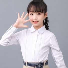女童衬衫蕾丝白衬衣小学生学院风伊顿纪德校服校服儿童长袖衬衫棉