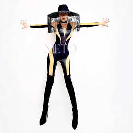 小众设计感性感腿环热辣派对塑身连体衣女团舞台打歌服酒吧蹦迪