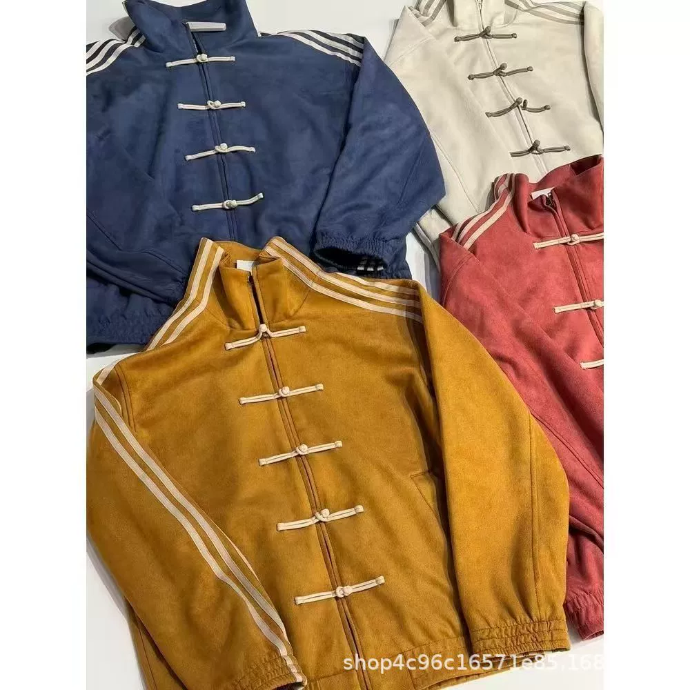 国版潮设计感丝绸新中式立领盘扣夹克男女春东季宽松唐装外套耐磨