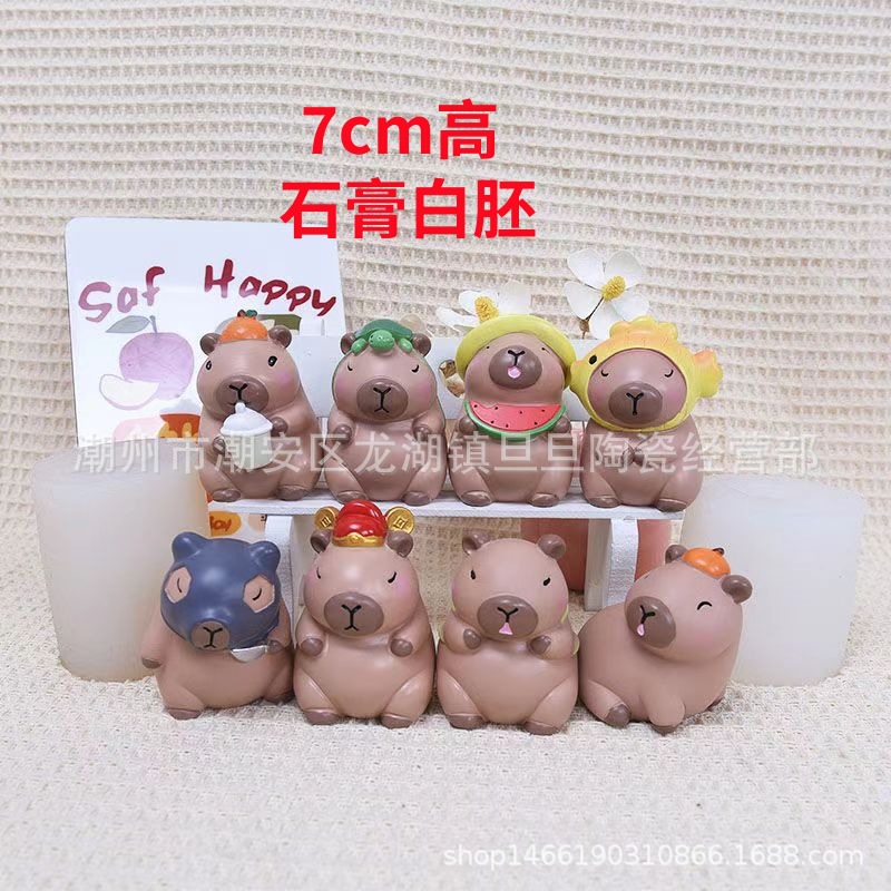 Muñeca de yeso blanco embrión 3D creativo Durian pequeño ❤ pintado de yeso graffiti hecho a mano puesto de graffiti