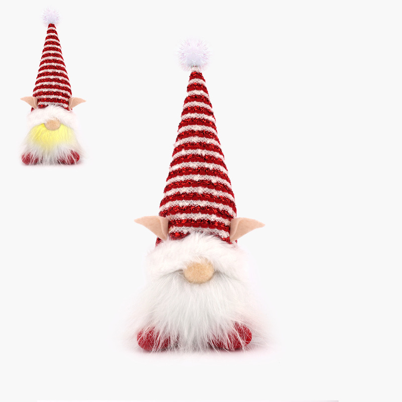 2026 クロスボーダー新しいクリスマス顔のない人形装飾スパンコール帽子発光装飾品かわいいノームルドルフ|undefined
