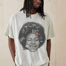 saint vintage ��ʽ�ָ߽���ӡ��ͷ������������T����������tee