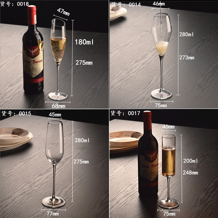 Taza de vidrio de cristal de champán taza de pie alto taza de vino espumante taza de vino caja de regalo set taza de vino taza de champán tulipán taza de pie alto