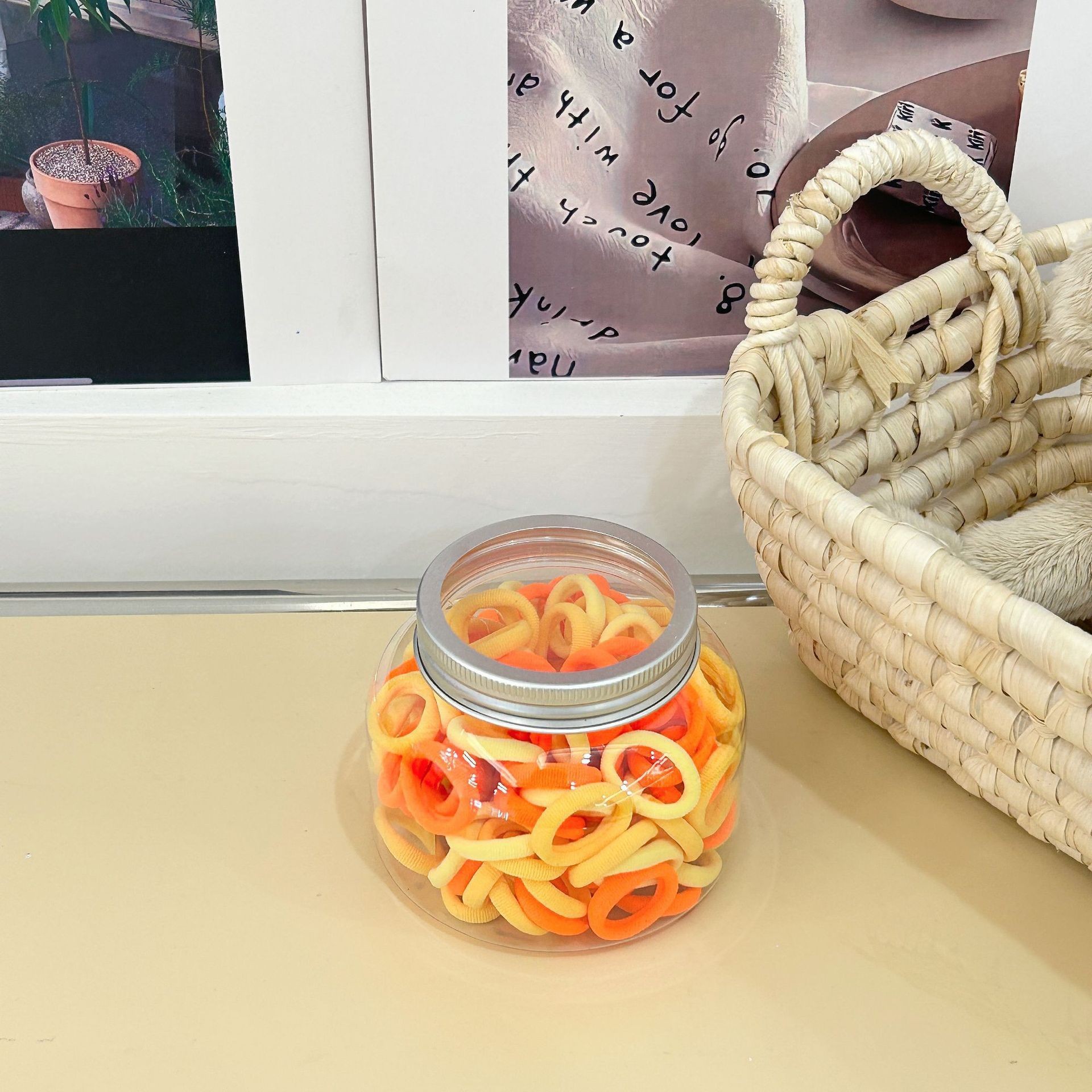 Desechable banda de goma Love Box dibujos animados pequeña flor pinza macaron color alta elástico niños horquilla pelo cuerda pelo accesorios