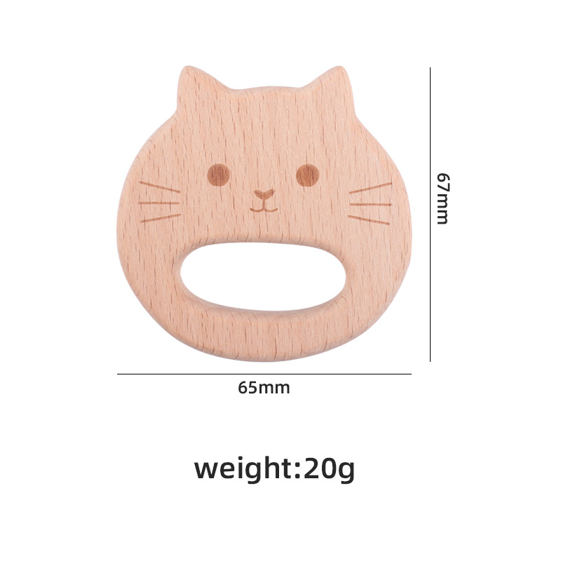 Nuevo bebé suministros de juguete de haya mordedor animal de dibujos animados gato aguacate girasol bebé molar teether