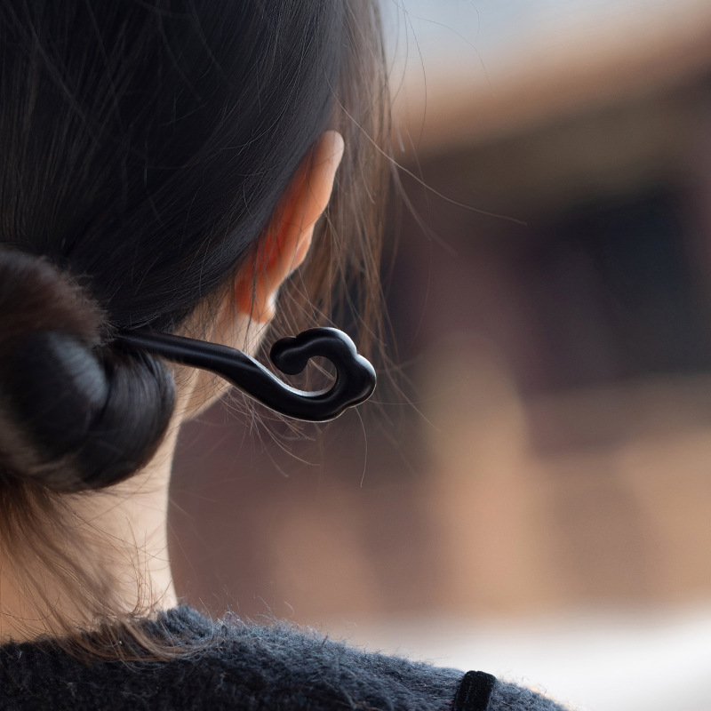 Xiangyun horquilla estilo antiguo simple diario de alto grado updo horquilla de madera nuevo estilo chino accesorios para el cabello palillos de ébano al por mayor