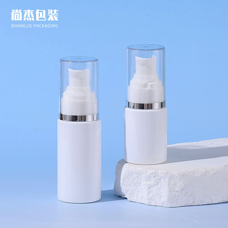 供应30ML 50ML便携式精华液面霜瓶PET化妆品小样分装瓶泵头