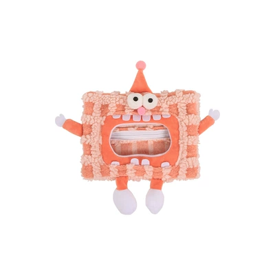Cartoon car wet towel tissue Car tissue box/set - dual-purpose-tissue-and-wet-wipes-pink-big-eyed-monster-square-style