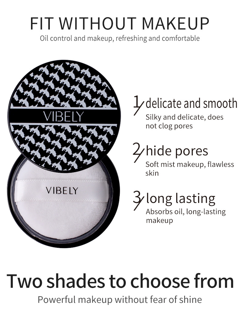 VIBELY Thousand Bird Pattern Breathable Oil-control Setting Powder, Clear, Smooth, Waterproof and sweat-proof Setting Powder puff undefined