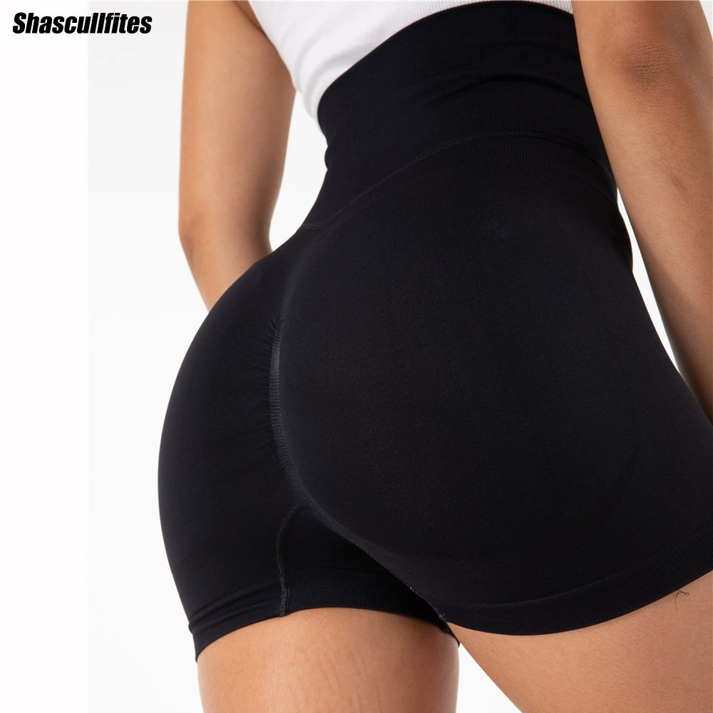 Shascullfits Бесшовные новые персиковые hip-raising йога-штаны для женщин черные спортивные бесшовные шорты