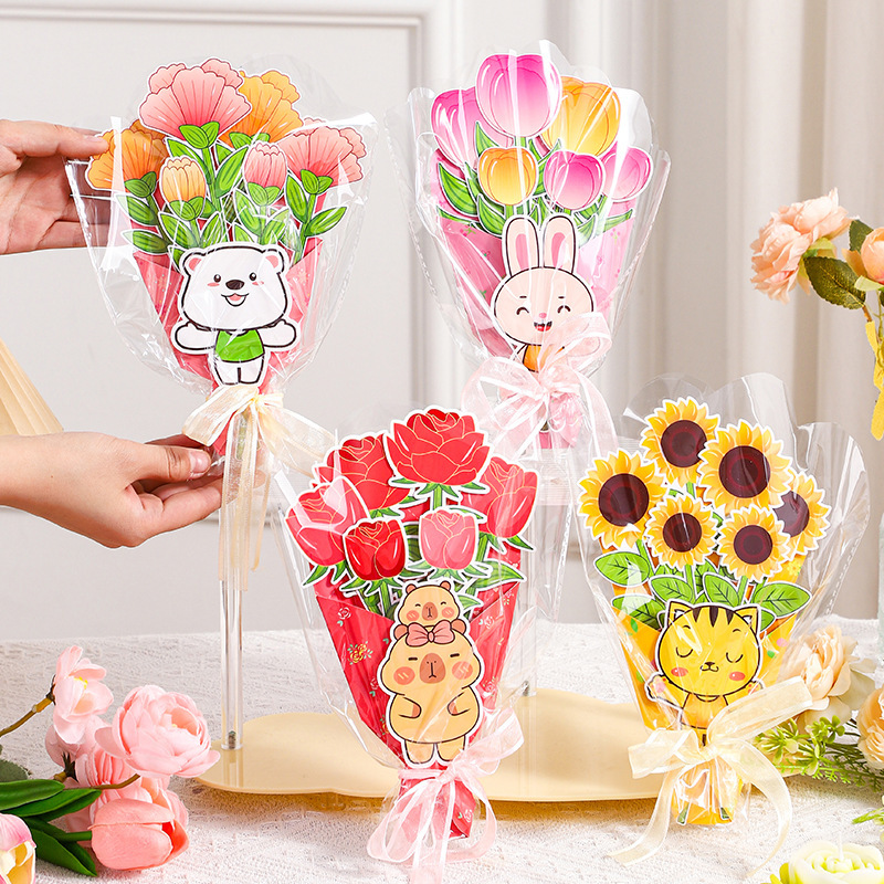 Mother's Day Gift Handmade DIY Bouquet Greeting Card Creative Kindergarten Children's Parent-Child Interactive Crafting Materials