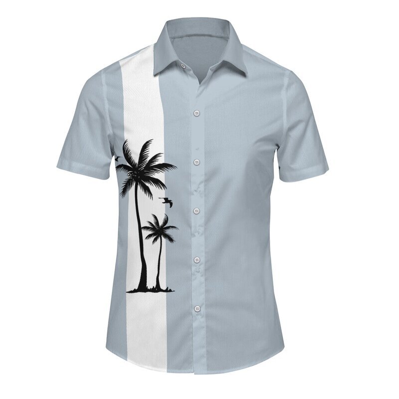 2023 nuevos hombres Hawaii europeo y americano ropa de los hombres impresión 3D del comercio exterior los hombres manga corta floja delgada camisa casual