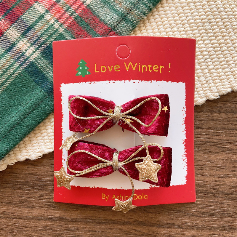 Christmas Bow Hairpin Red And Green Glitter Hair Accessory_voghion.com